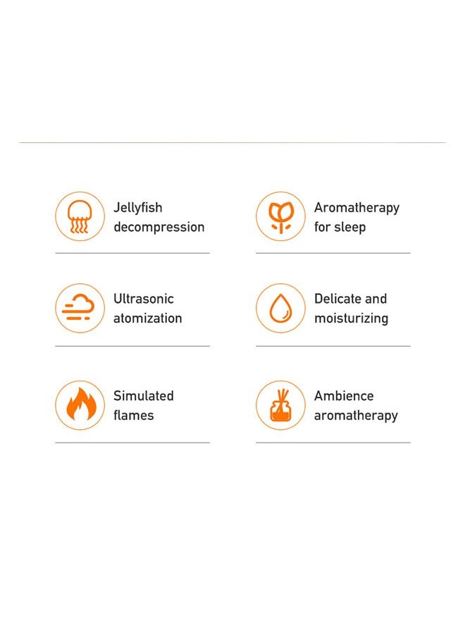 Bukela - Lava Fire Aromatherapy Diffuser USB Plug-in Desktop Flame Humidifier Simulated Smoke Rings Creative Aromatherapy Lamp White - Image 1