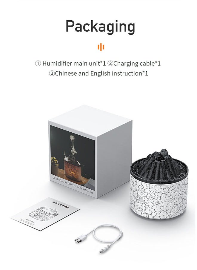 Bukela - Lava Fire Aromatherapy Diffuser USB Plug-in Desktop Flame Humidifier Simulated Smoke Rings Creative Aromatherapy Lamp White - Image 1
