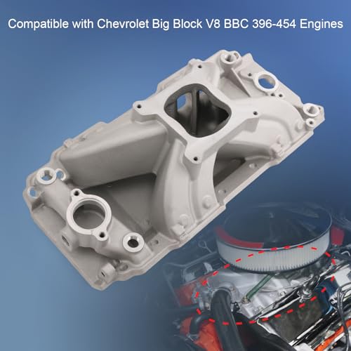 DICMIC Aluminum Single Plane Intake Manifold Compatible with Chevrolet Big Block V8 BBC 396-454 Engines - Image 2