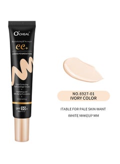 OCHEAL CC+ Liquid Foundation Color Correcting Cream, Full Coverage Foundation With SPF 50+ Whitening Sunscreen, Color Correcting And Brightening Face Cream, Skin Tone Adjusting CC Cream, Ivory  - Image 2