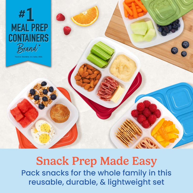 Bentgo Easyboxes 4-Compartment Snack Containers - 8-Piece Set with 4 Trays & 4 Custom-Fit Lids to Seal in Freshness - Reusable Food Storage & Meal Prep Bento BPA-Free Containers (Classic) - Image 2