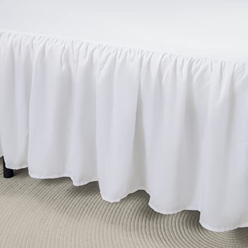 xuan dian Bed Skirt Queen Size Ruffled Bed Skirt with Split Corners, 14 Inch Drop Dust Ruffle Bed Skirt with Platform, White - Image 3