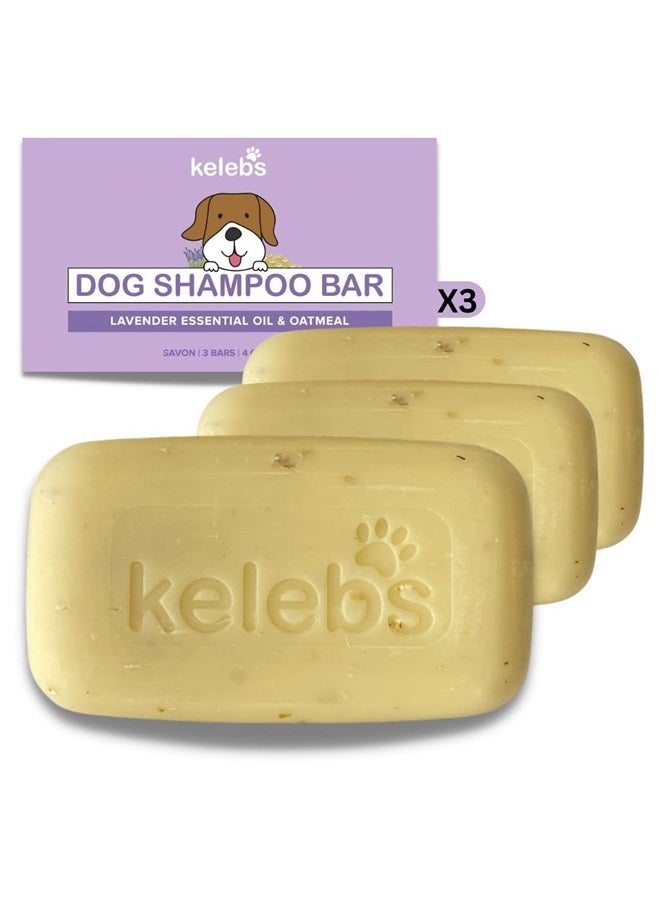 Kelebs Dog Shampoo | Allergies and itching | Dog Shampoo for Sensitive Skin | Puppy Shampoo | All Natural Dog Soap Bar with Lavender Oil & Oatmeal | for Smelly Dogs, Zero Plastic Vegan 3PCS - Image 1