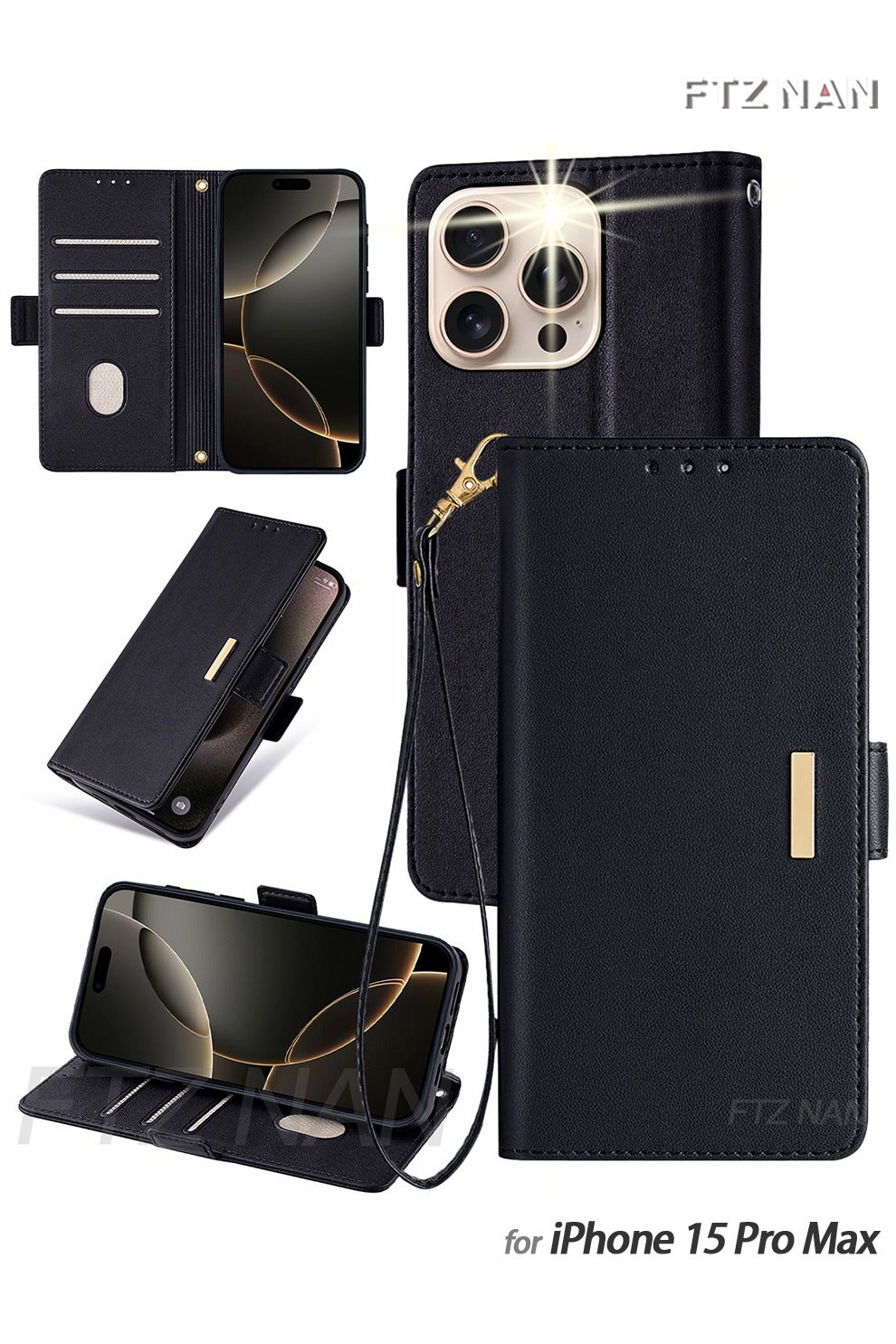 ftznan Ftznan iPhone 15 Pro Max Wallet Case artificialleather Z290BAB15BB237EC355ADZ