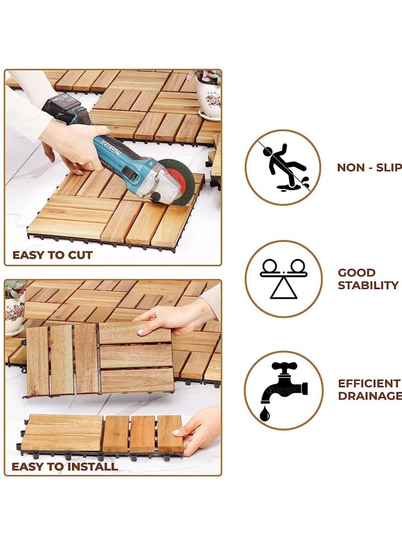 HOME TASTE Wooden Floor Decking Tiles 1 Pcs Timberlock Interlocking Wood Tiles Floor Tiles Balcony Flooring Tiles Home Floor Tiles Diy Tiles Garden Tiles  - Image 5