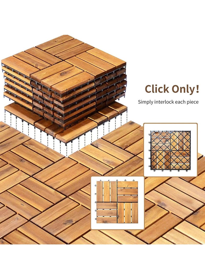HOME TASTE Wooden Floor Decking Tiles Timberlock Interlocking Wood Tiles Floor Tiles Balcony Flooring Tiles Home Floor Tiles Diy Tiles Garden Tiles - Image 1
