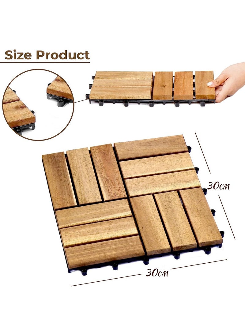 HOME TASTE Wooden Floor Decking Tiles Timberlock Interlocking Wood Tiles Floor Tiles Balcony Flooring Tiles Home Floor Tiles Diy Tiles Garden Tiles - Image 2