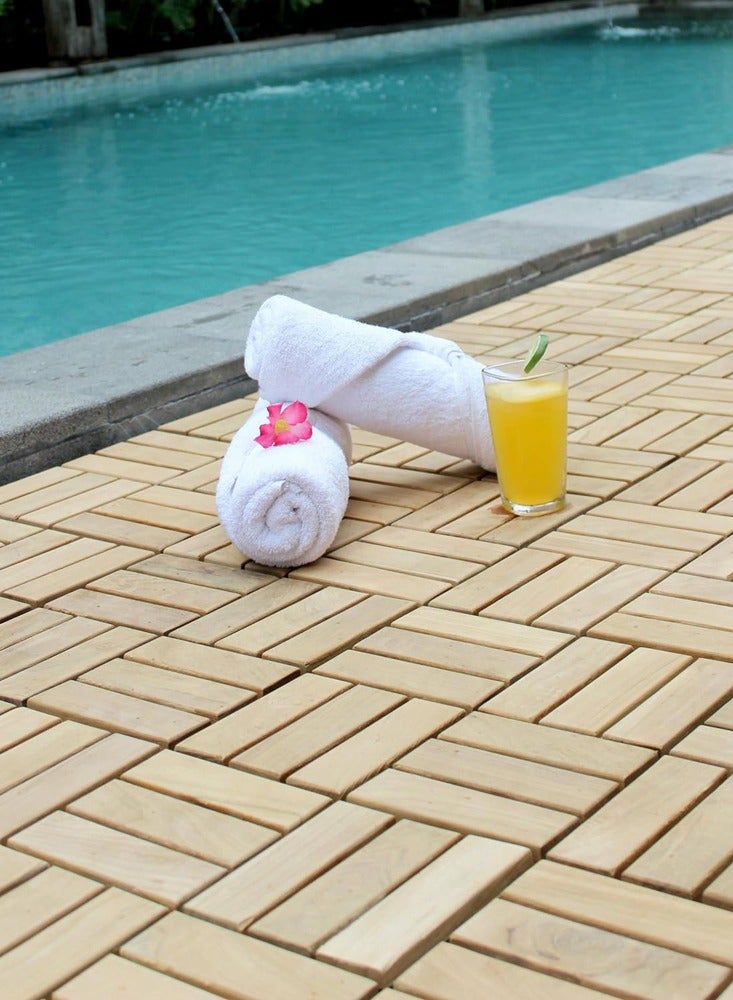 HOME TASTE Wooden Floor Decking Tiles Timberlock Interlocking Wood Tiles Floor Tiles Balcony Flooring Tiles Home Floor Tiles Diy Tiles Garden Tiles - Image 3