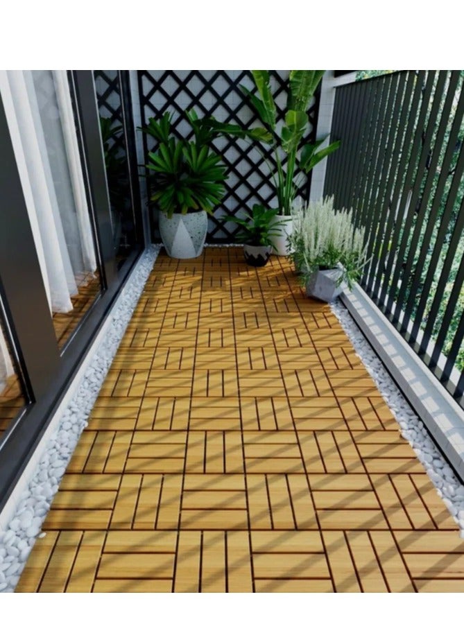HOME TASTE Wooden Floor Decking Tiles Timberlock Interlocking Wood Tiles Floor Tiles Balcony Flooring Tiles Home Floor Tiles Diy Tiles Garden Tiles - Image 4