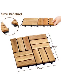 HOME TASTE Wooden Floor Decking Tiles Timberlock Interlocking Wood Tiles Floor Tiles Balcony Flooring Tiles Home Floor Tiles Diy Tiles Garden Tiles (Pack_ (1 Pieces))  - Image 2