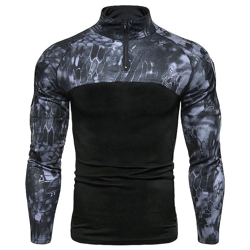 Men'S Heavy T-Shirt Men'S Summer Camouflage Color-Matching Long-Sleeve American-Style T-Shirt Military Style European-Style Trendy Men'S T-Shirt - Image 1