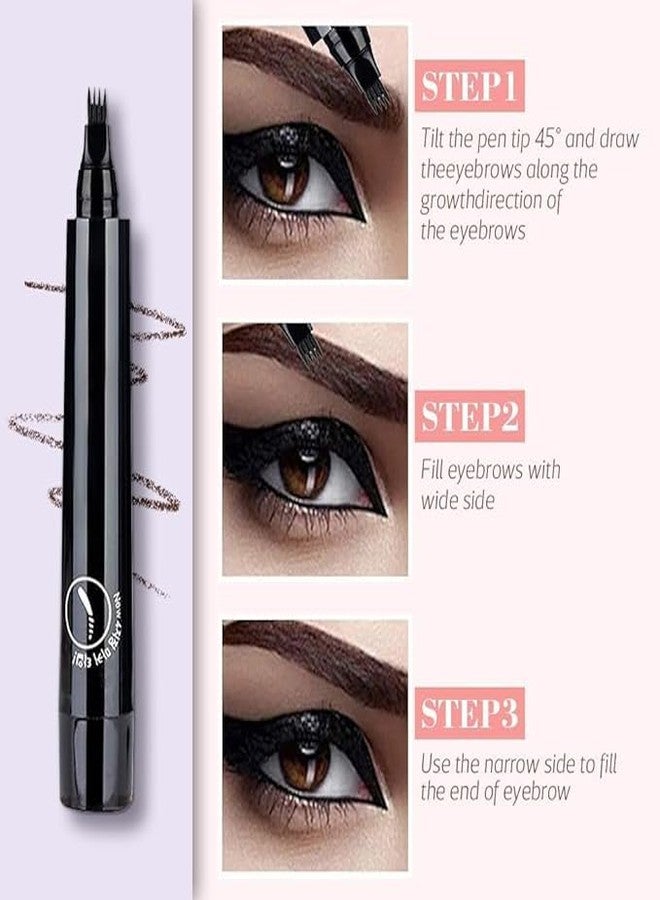 ROKTRY Waterproof Eyebrow Contouring Pen - Microblading 4-Tip Hair-Stroke Brow Pen for Natural Feathered Look | 24-Hour Long Lasting, Smudge-Proof & Sweat-Resistant Nano-Precision Brow Filler - Image 4