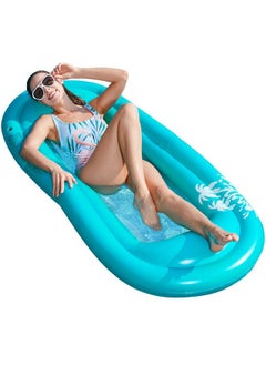 Jasonwell Inflatable Pool Lounger Float - Pool Float Stable Relaxing Water Hammock Floatie For Swimming Pool Tanning Lounge Floating Pool Party Toy For Adults Kids (Blue W Mesh)  - Image 1