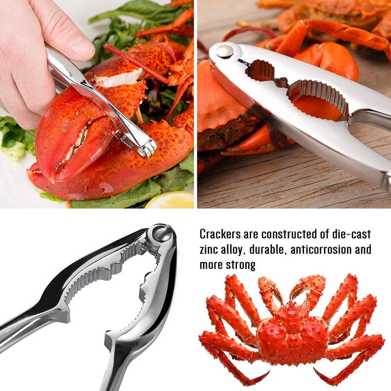 Hiware 20-piece Seafood Tools Set includes 6 Crab Crackers, 6 Lobster Shellers, 6 Crab Leg Forks/Picks and 2 Seafood Scissors & Storage Bag - Nut Cracker Set - Image 3