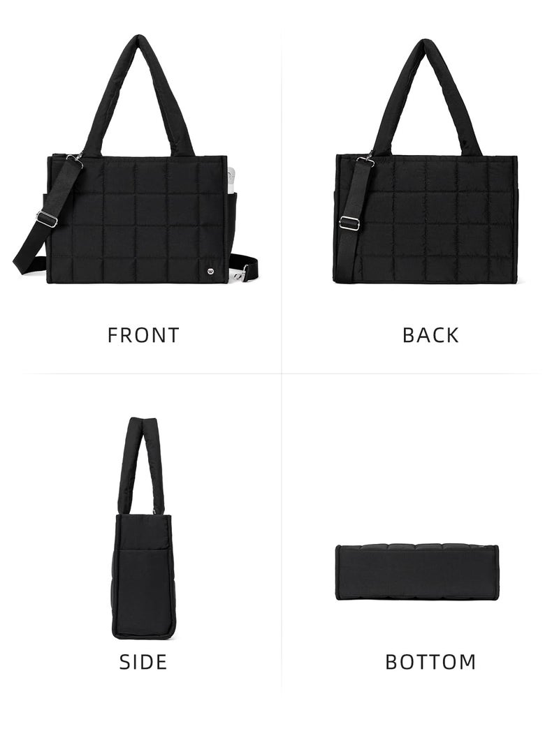 WESTBRONCO Puffer Tote bag for Women, Quilted Crossbody Bag with Laptop Compartment, Lightweight Shoulder Handbags for Travel, Work, Overnight Weekender Carry On Bag - Image 5