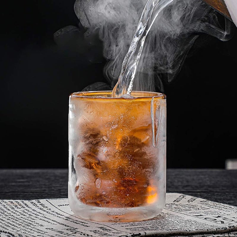 ويوبلز كوب ماء زجاجي ملون أنيق، كوب شاي مزدوج معزول، كوب قهوة زجاجي (أصفر) - Image 1