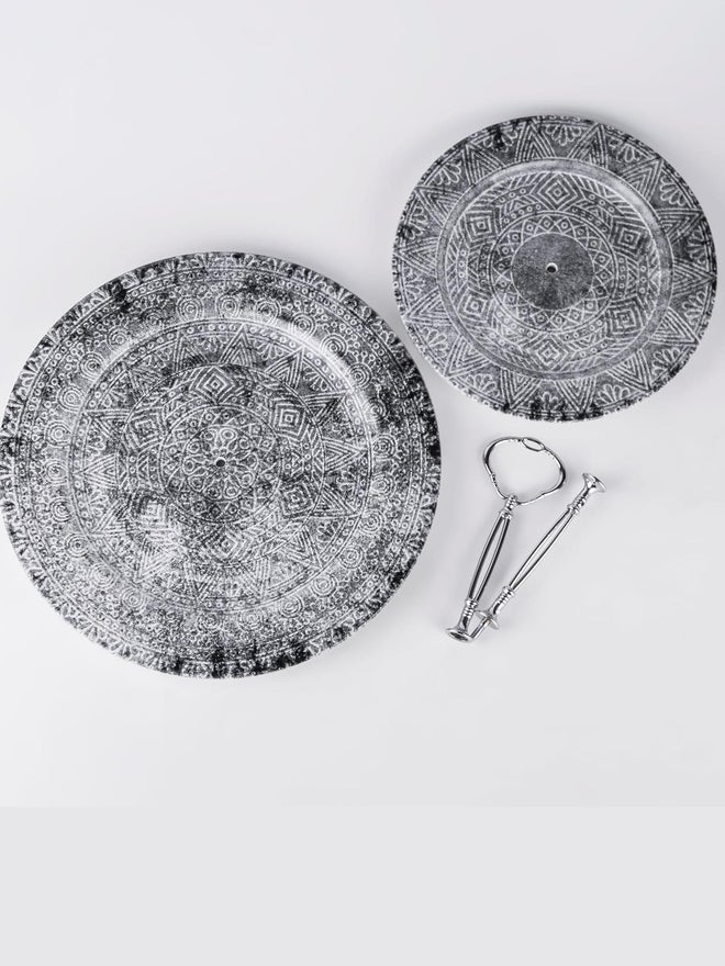 EDESSA Ginko Porcelain Ceramic 2-Tier Cake Stand, 20x27cm - Image 3