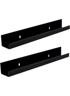 Acrylic Kids Floating Shelves Adhesive Stickers Black Bookshelves Nursery Toy Storage Ledges Wall Drilling Organizer for Bathroom Girl or Boy Bedroom 13.8  Black 2 PCs Set