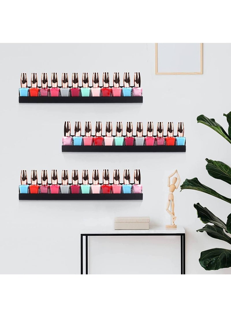 BPA - Acrylic Kids Floating Shelves Adhesive Stickers Black Bookshelves Nursery Toy Storage Ledges Wall Drilling Organizer for Bathroom Girl or Boy Bedroom 13.8  Black 2 PCs Set - Image 1