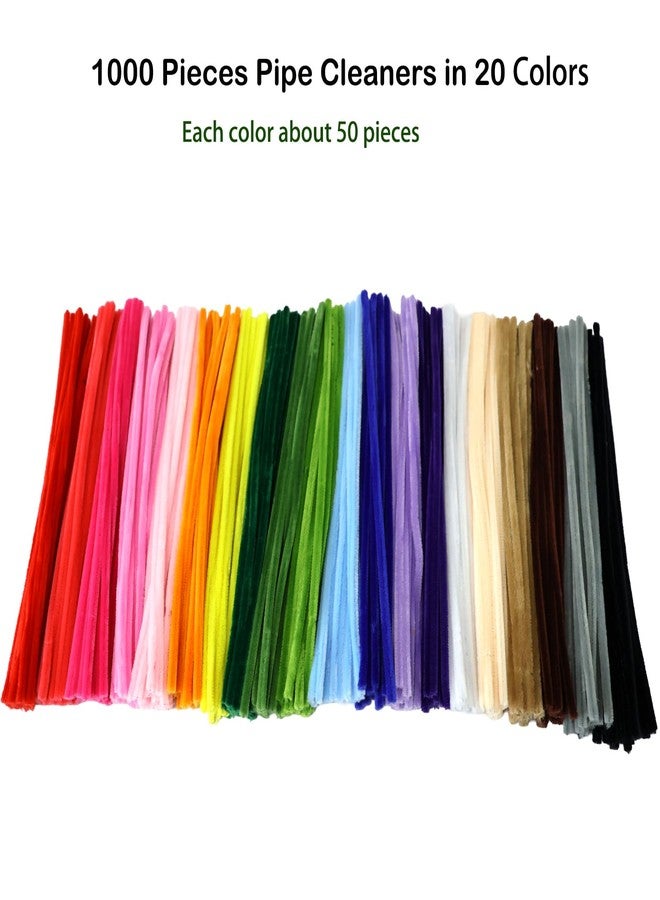 Swpohrat 1000 Pcs Thick Craft Pipe Cleaners Bulk 20 Assorted Colors,12 Inch Chenille Stem Pipecleaner Kit for Craft Animals,Flowers Making,Creative DIY Decorations，Holiday Ornaments - Image 2