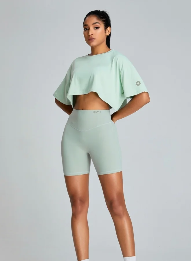 KAWN.YOGA Womens Short Sleeves Loose Fit Crop Top