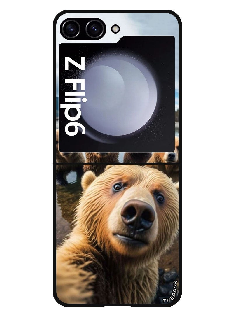 Theodor Protective Case Anti Scratch Shock Proof Bumper Cover For Samsung Galaxy Z Flip 6 Bear Selfie - Image 1