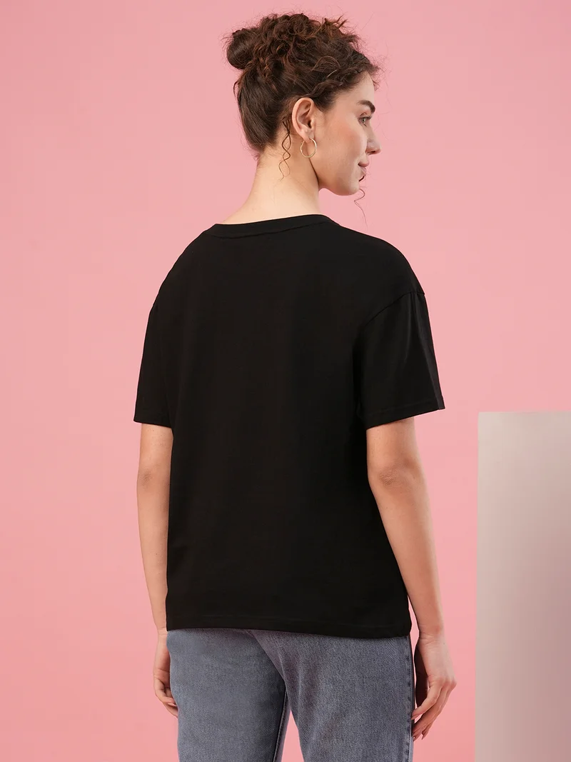 globus Women Typography Printed Boxy Fit T-Shirt