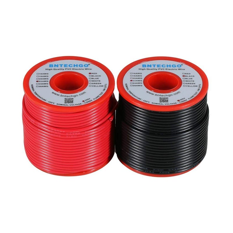 BNTECHGO 22 Gauge PVC 1007 Solid Electric Wire Red and Black Each 100 ft 22 AWG 1007 Hook Up Tinned Copper Wire - Image 2