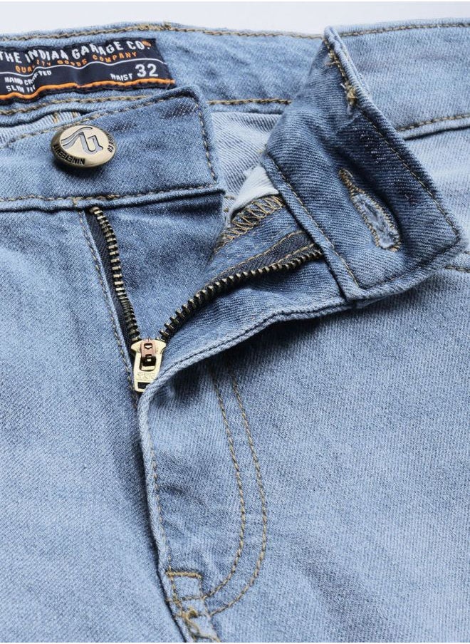 The Indian Garage Co Men Slim Fit Solid Mid-Rise Stretchable Jeans  - Image 3