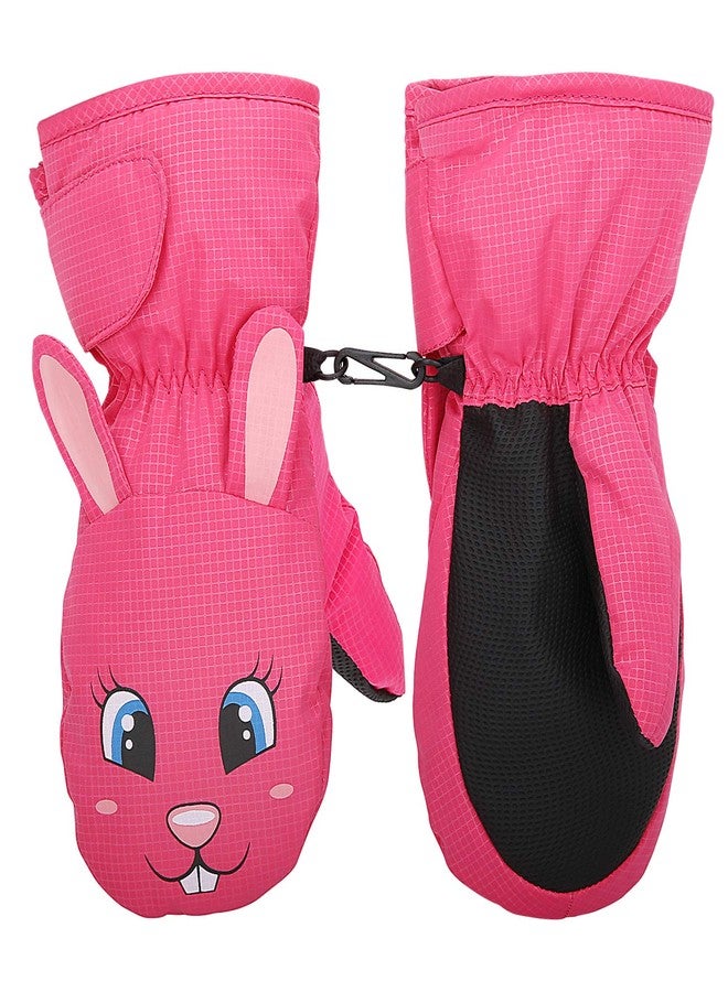 MoKo Toddler Mittens, Ski Kids Mittens, Waterproof & Windproof Mittens for Girls Boys, Thermal Warm Fleece Winter Snow Gloves for Kids, Fits 1-3 Years, Magenta - Image 1