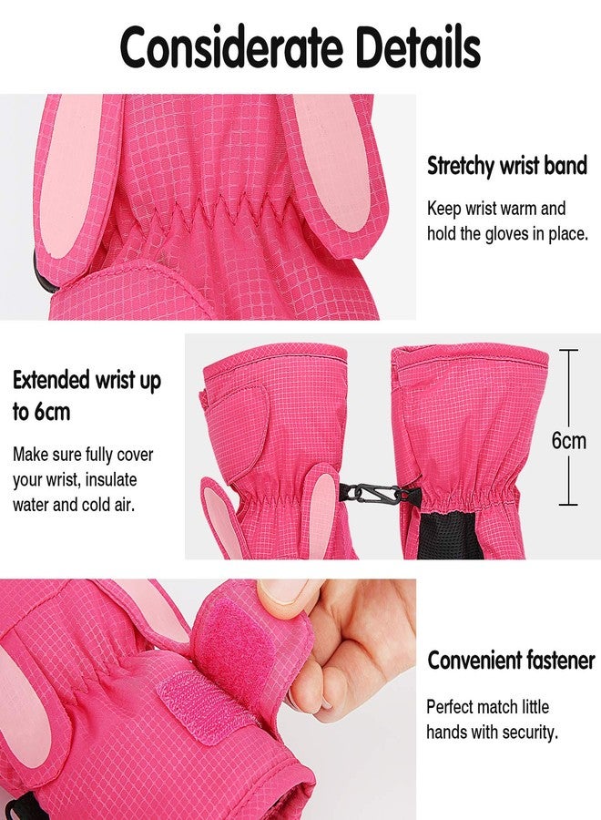 MoKo Toddler Mittens, Ski Kids Mittens, Waterproof & Windproof Mittens for Girls Boys, Thermal Warm Fleece Winter Snow Gloves for Kids, Fits 1-3 Years, Magenta - Image 5