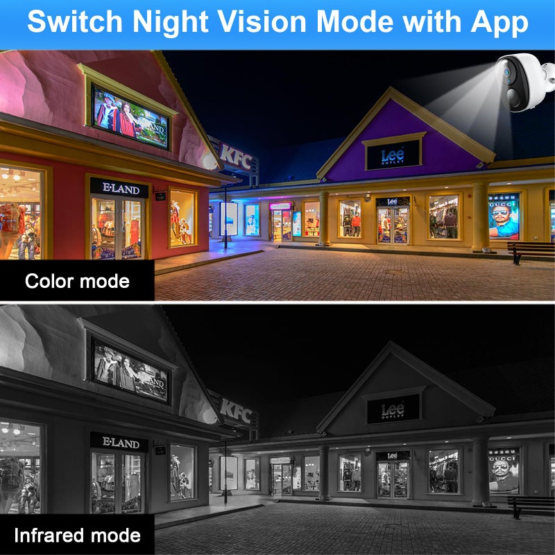 EVERSECU 2K 3MP Outdoor Wireless Security Camera Support Pairing Via Bluetooth, Rechargeable Battery-Powered WiFi Home CCTV Bullet Camera, Spotlight, PIR Motion Detection, 2-Way Audio (4pack) - Image 5