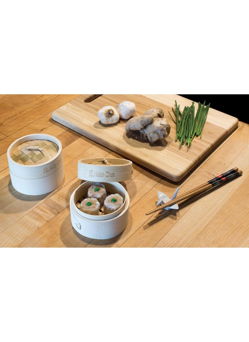 Helen's Asian Kitchen - Helen Chen's Asian Kitchen 4-Inch Bamboo Steamers, Set of 2 - Image 1