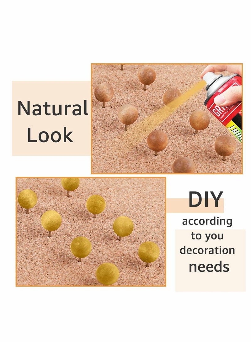 KASTWAVE Wooden Push Pins, Walnut, 100pcs Wood Thumb Tacks Decorative for Bulletin Boards, Cork Boards, Foam Boards, Map Photos Calendar and Home Office Craft Projects, Round - Image 5