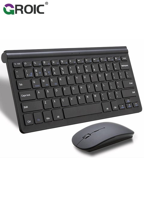 Mouse Keyboard Kit, Fully Slim Waterproof Back Design, Mute Button and Stand Design, with USB Plug and Play, for PC/Laptop, for Game, Home, Office