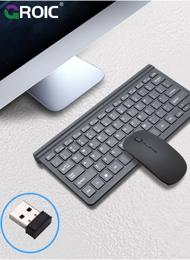 Mouse Keyboard Kit, Fully Slim Waterproof Back Design, Mute Button and Stand Design, with USB Plug and Play, for PC/Laptop, for Game, Home, Office