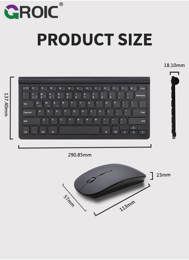 Mouse Keyboard Kit, Fully Slim Waterproof Back Design, Mute Button and Stand Design, with USB Plug and Play, for PC/Laptop, for Game, Home, Office