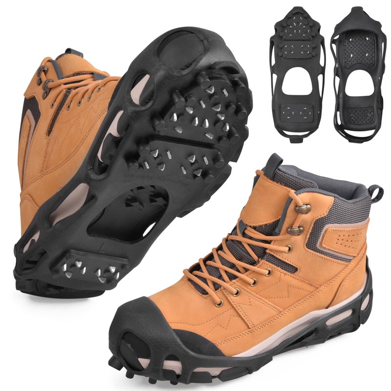 Shaddock Fishing Ice Snow Traction Cleats Crampons Anti-Slip Snow Shoes Cleats Walking on Snow and Ice Winter Walking Boots Cleats for Men Women Hiking, Jogging (28 Steel Crampons,Szie M) - Image 1