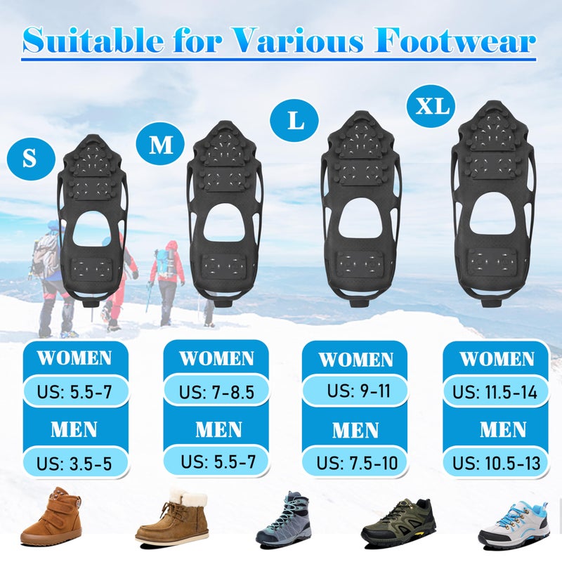 Shaddock Fishing Ice Snow Traction Cleats Crampons Anti-Slip Snow Shoes Cleats Walking on Snow and Ice Winter Walking Boots Cleats for Men Women Hiking, Jogging (28 Steel Crampons,Szie M) - Image 5