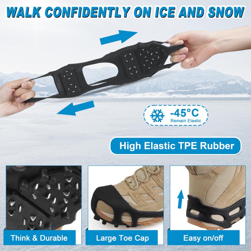 Shaddock Fishing Ice Snow Traction Cleats Crampons Anti-Slip Snow Shoes Cleats Walking on Snow and Ice Winter Walking Boots Cleats for Men Women Hiking, Jogging (28 Steel Crampons,Szie M) - Image 3