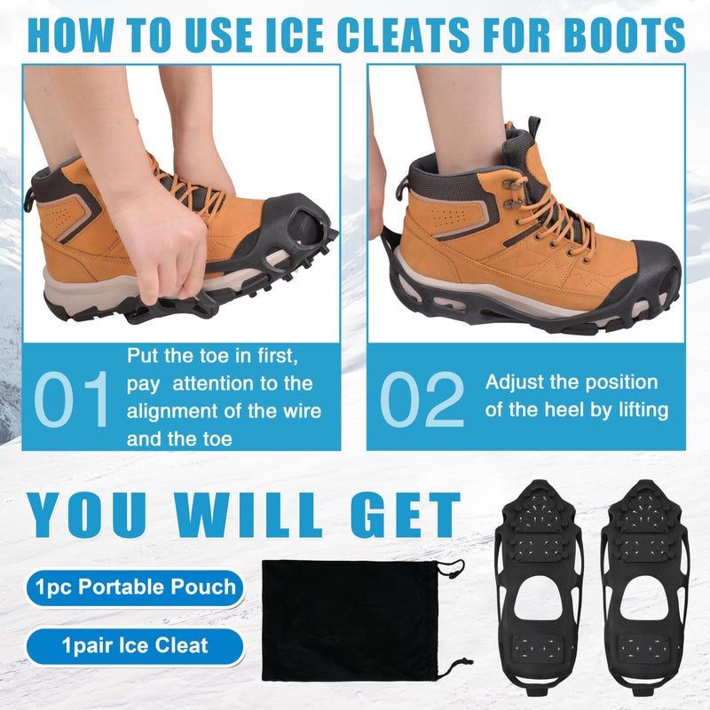 Shaddock Fishing Ice Snow Traction Cleats Crampons Anti-Slip Snow Shoes Cleats Walking on Snow and Ice Winter Walking Boots Cleats for Men Women Hiking, Jogging (28 Steel Crampons,Szie M) - Image 4