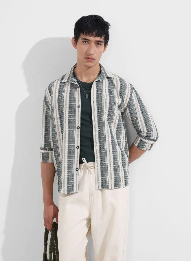 The Indian Garage Co Men Slim Fit Checked Cutaway Collar Full Sleeves Shirt