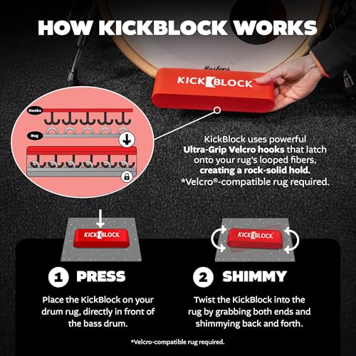 KickBlock Bass Drum Anchor – World's Best Drum Stopper for Creep and Slide Prevention – Ultra-Grip Technology – Lightweight and Portable Accessory – Brick Red - Image 4