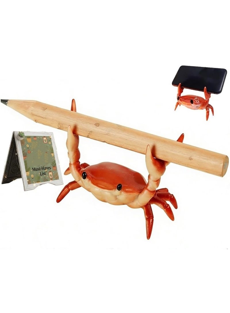 Cute Crab-Shaped Pen Holder, Realistic Desk Crab Shaped Pen Holder, Resin Crabs Glasses Holders, Organizer Decorative Sculpture, Playful Style Workspace Office Study Home Desk Tabletop - Image 1