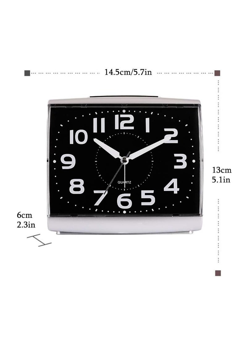 KASTWAVE - Analog Alarm Clock, Digital Alarm Clock for Bedrooms, Large Square Alarm Clock, Silent Movement, Silent Alarm Clocks Bedside, with Night Light, Non Ticking Table Clocks, No Batteries Included - Image 1