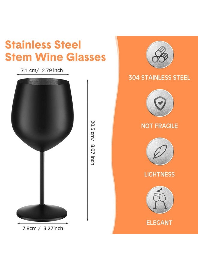 Zopeal Zopeal 8 Set Stainless Steel Wine Glasses 18 oz Stainless Steel Stem Wine Glasses Unbreakable Black Metal Wine Goblets Metal Wine Cups for Indoor Outdoor Pool Wedding Anniversary Holiday Party  - Image 2