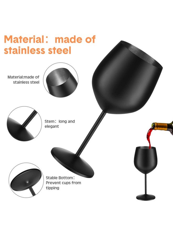 Zopeal Zopeal 8 Set Stainless Steel Wine Glasses 18 oz Stainless Steel Stem Wine Glasses Unbreakable Black Metal Wine Goblets Metal Wine Cups for Indoor Outdoor Pool Wedding Anniversary Holiday Party  - Image 3