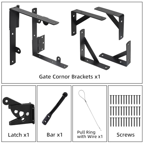 WEKIS Gate Corner Brace Brackets Heavy Duty Anti Sag Gate Kit with Gate Latch for Wooden Fence Gate Hardware Kit - Image 3