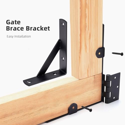 WEKIS Gate Corner Brace Brackets Heavy Duty Anti Sag Gate Kit with Gate Latch for Wooden Fence Gate Hardware Kit - Image 5