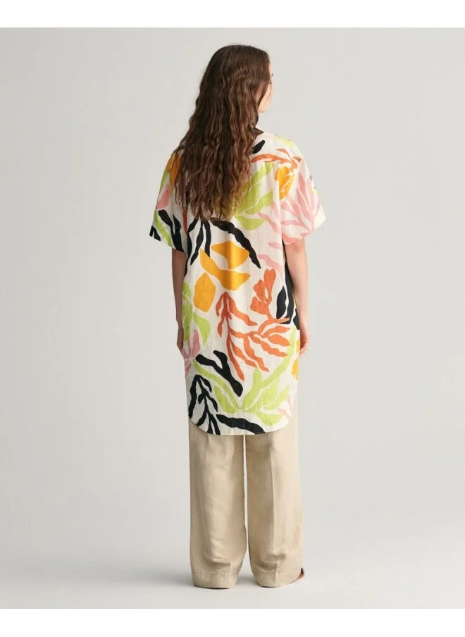 غانت Gant Palm Print Linen Short Sleeve Caftan